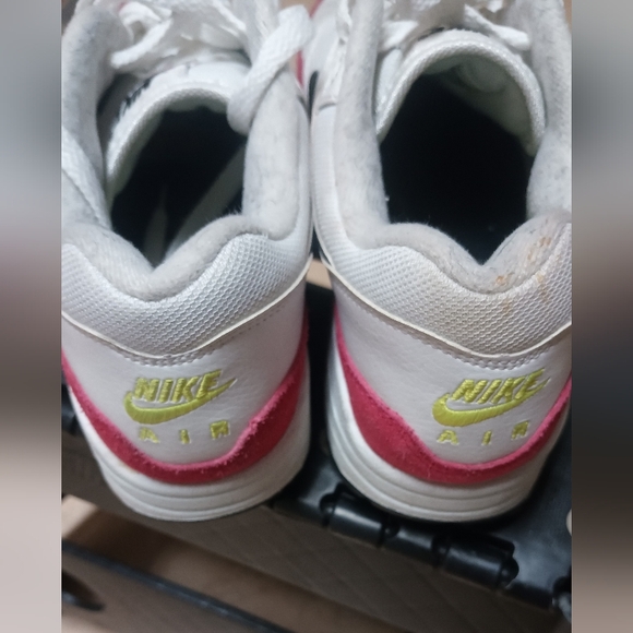 Nike Air Max 1 White Black Volt Rush Pink Mens - Picture 3 of 3